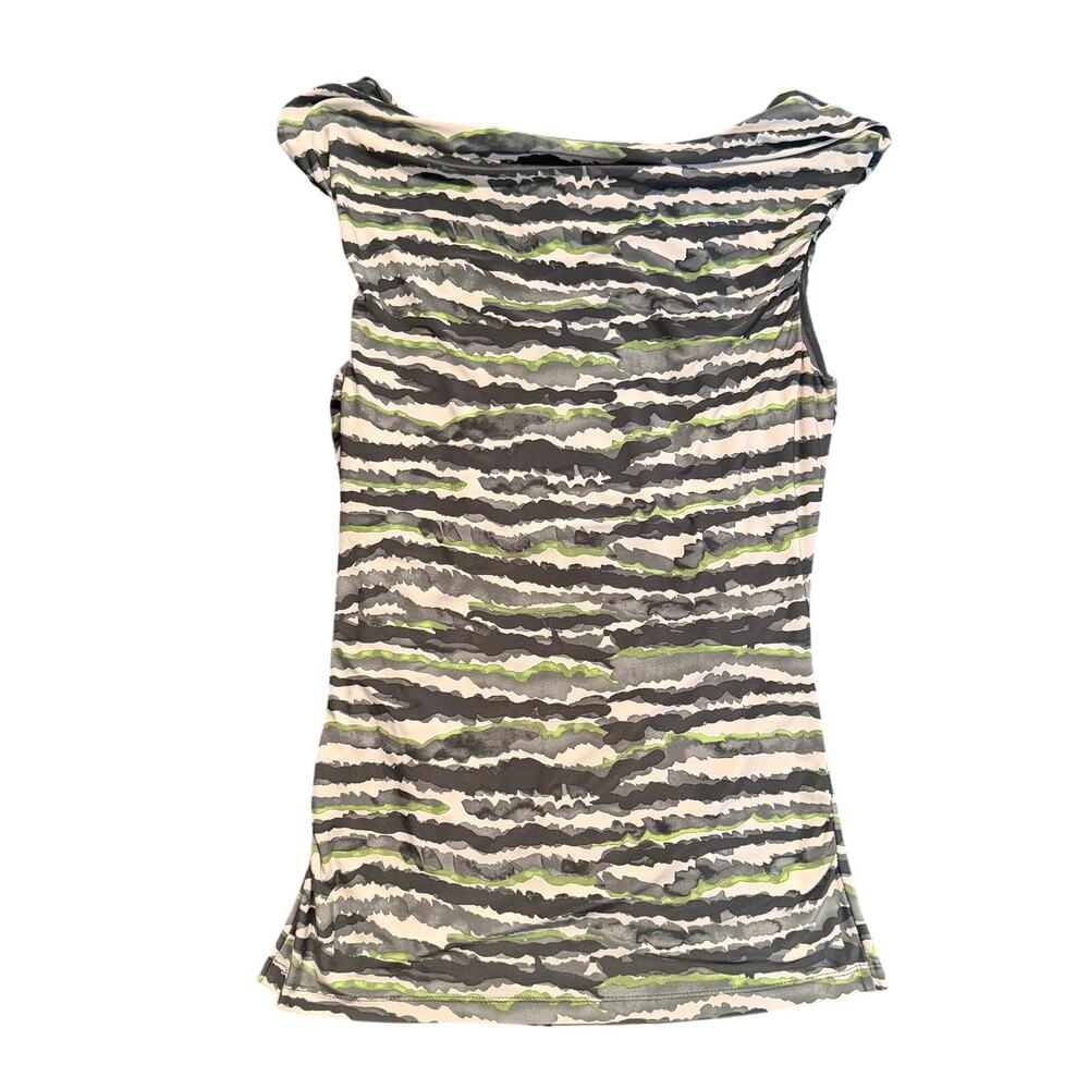The Limited Abstract Watercolor Stripe Cowl Neck Sleeveless Top Blouse Size M
